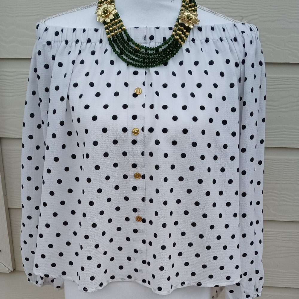 Blouse Off-the-Shoulder Top/ Dot